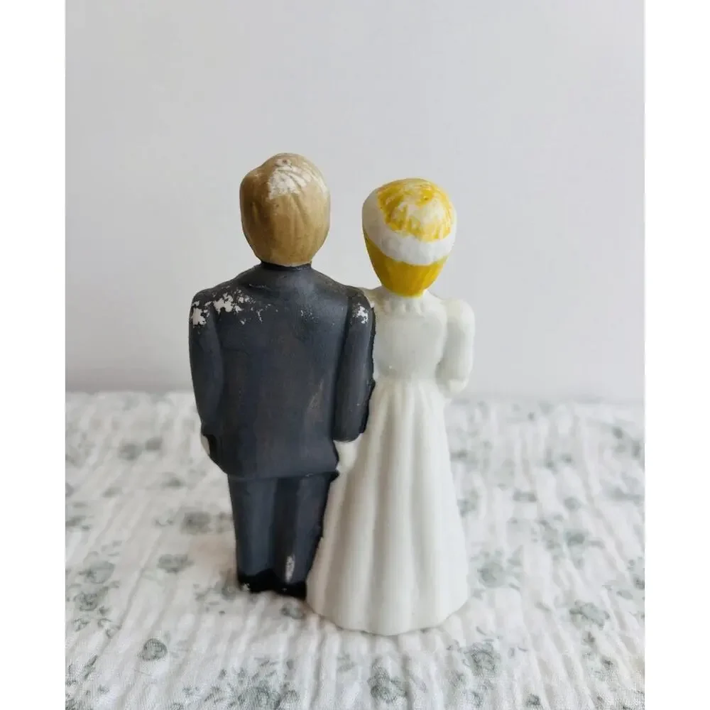 Vintage Porcelain Bride and Groom Wedding Cake Topper